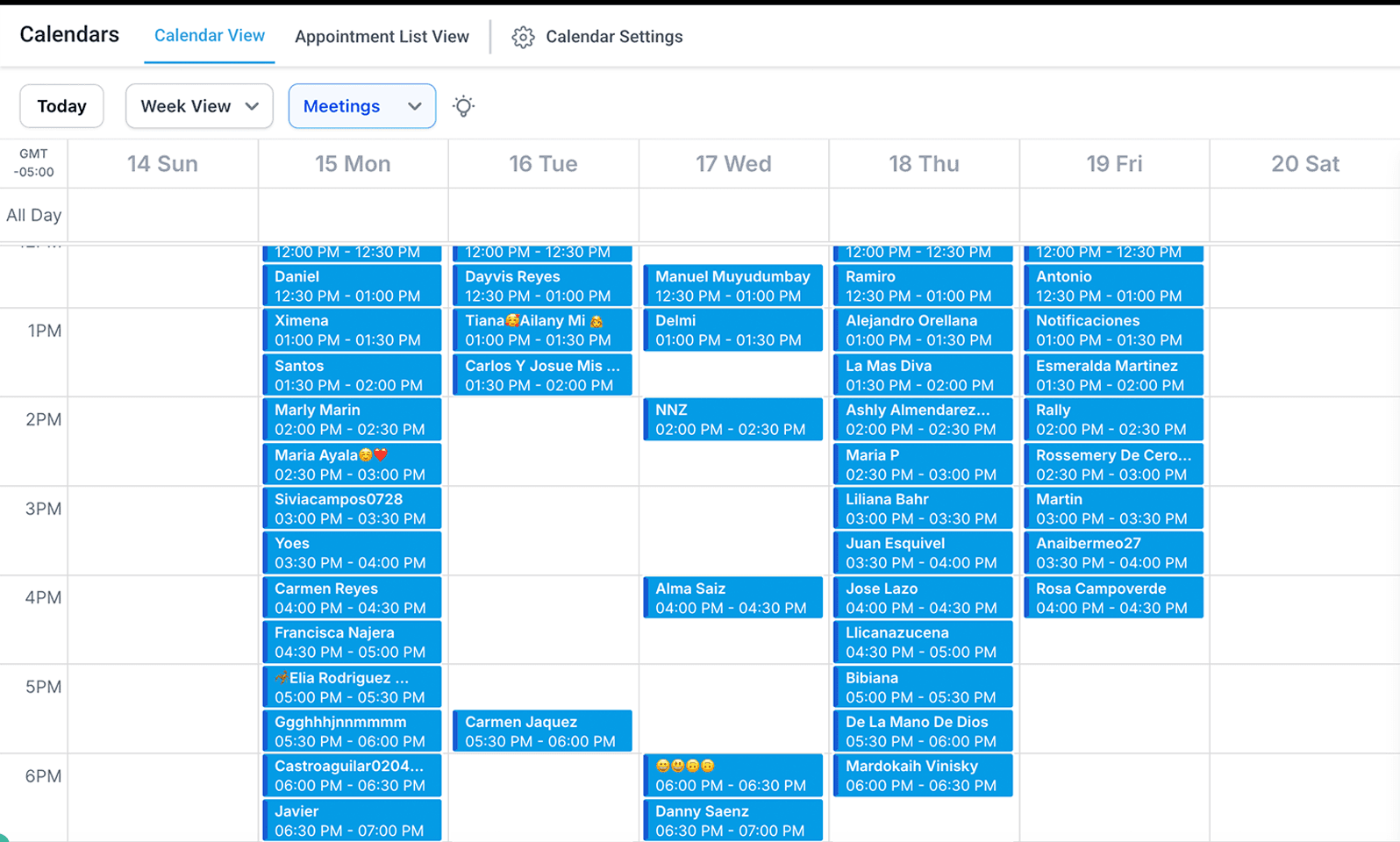Calendario lleno de citas agendadas por IA